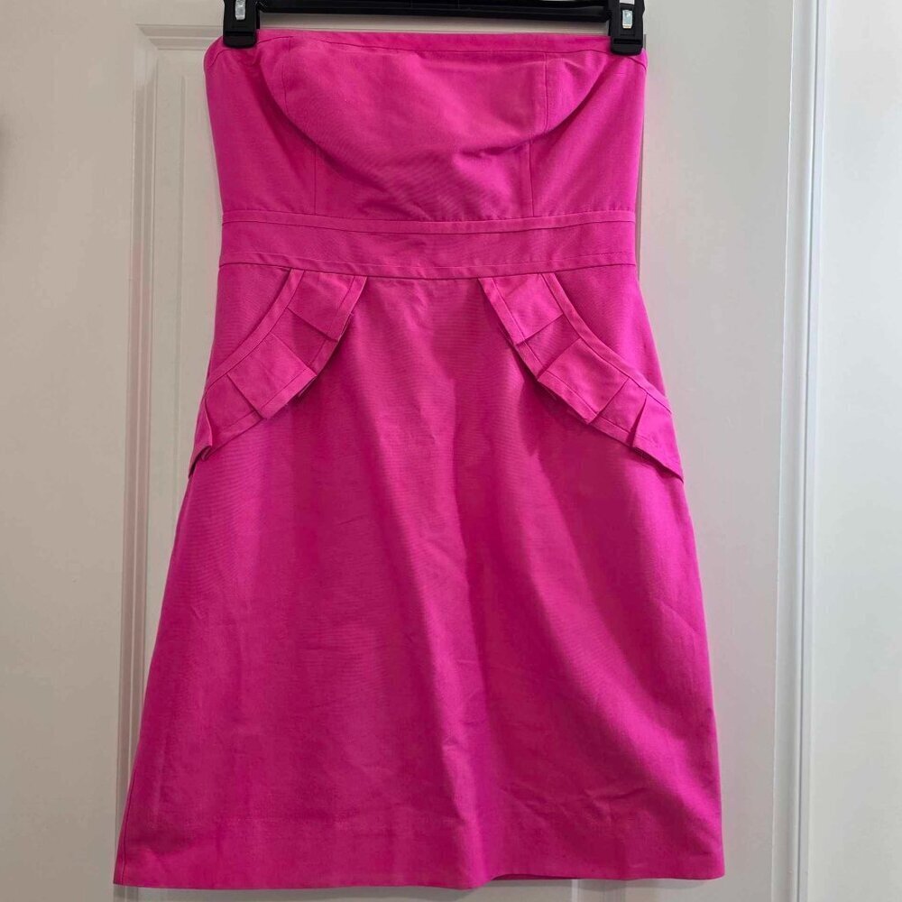J. Crew Pink Flamenco Strapless Dress w/ Pockets